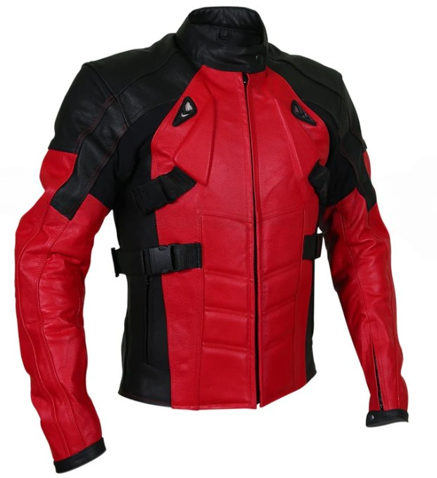 Men's Red Motorcycle Padded Leather Jacket