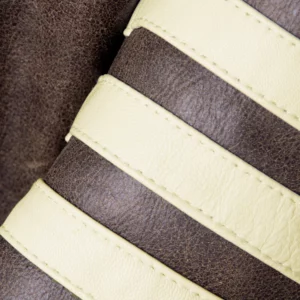 X-Men 1 Wolverine Style Cream Stripes With Brown Leather Jacket