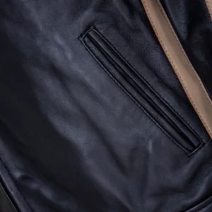 Men's Black Lambskin Style Racer Jacket