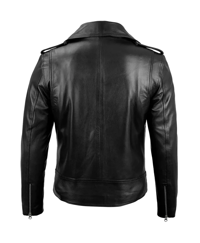 Women's Black Belted Motorcycle Leather Jacket