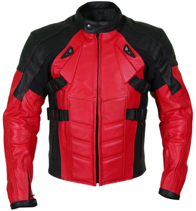Men's Red Motorcycle Padded Leather Jacket