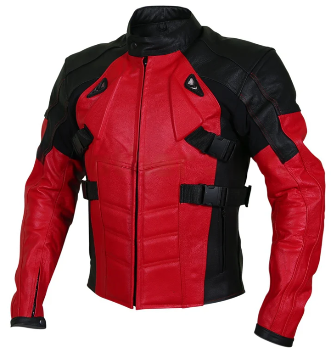 Men's Red Motorcycle Padded Leather Jacket