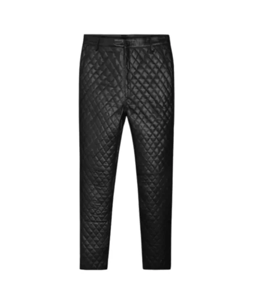 Men's Black Bocelli Quilted Leather Pants