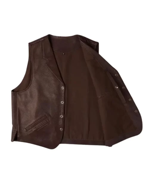 Men's Western Style Brown Leather Vest