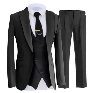Men’s Slim Fit Peak Lapel Black 3-Piece Tuxedo