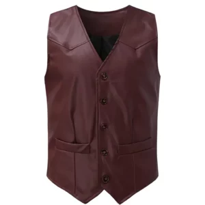 Mens Classic Club Style Leather Vest