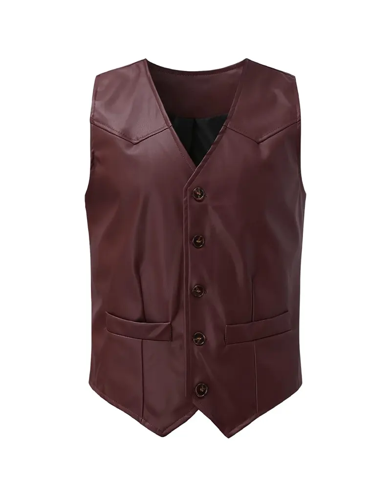 Mens Classic Club Style Leather Vest