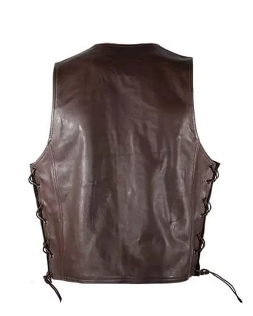 Men's Dark Brown Leather Motorcycle Vest