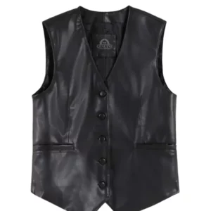 Men's Black Faux Leather Vest