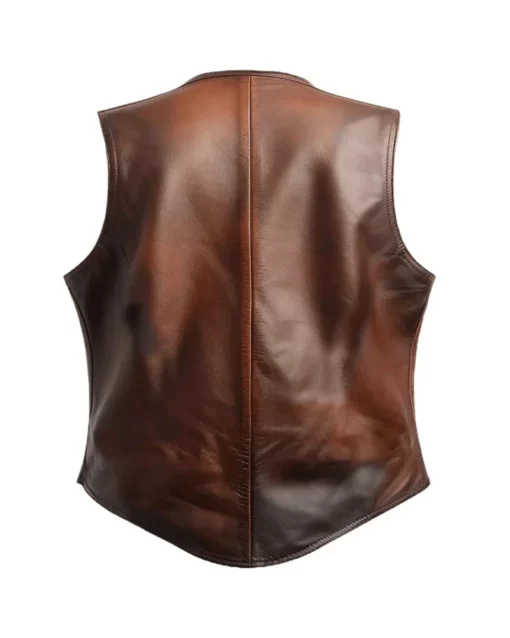 Men's Vintage Brown Leather Vest | Brown Leather Vest