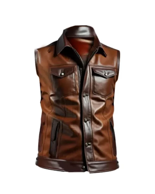 Men's Classic Brown Leather Vest