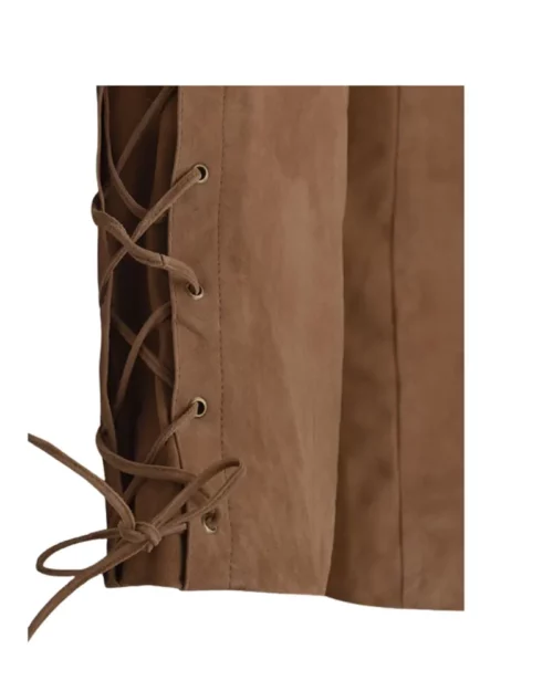 Mens Oak Brown Suede Leather Pants