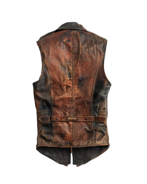 Men's Brown Vintage Distressed Leather Vest