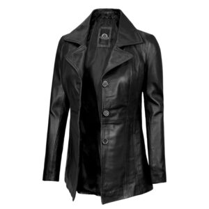 Bitonto Womens Black Leather Coat
