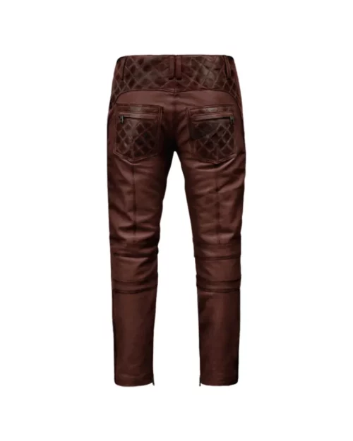 Mens Burnt Maroon Leather Pants