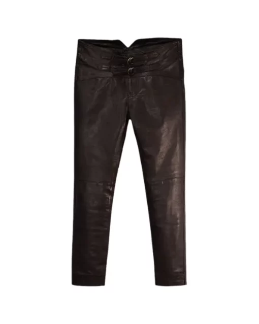 Men Dark Brown Jim Morrison Leather Pants
