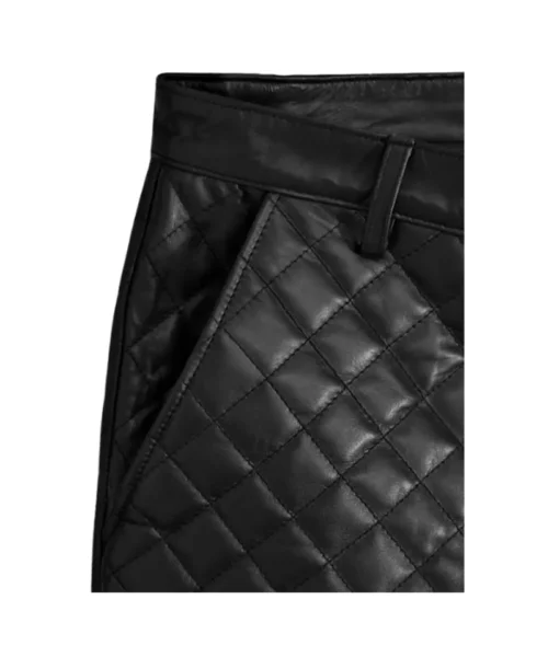 Men's Black Bocelli Quilted Leather Pants