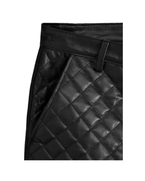 Men's Black Bocelli Quilted Leather Pants