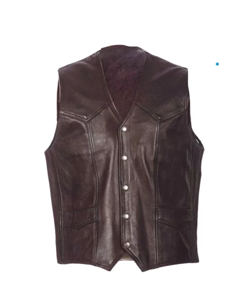 Mens Classic Brown Western Leather Vest