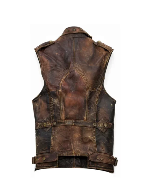 Men's Amell Vintage Distressed Brown Leather Vest