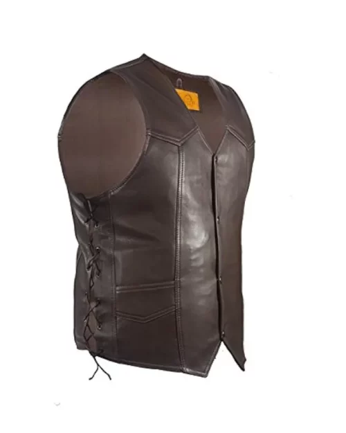 Men's Dark Brown Leather Motorcycle Vest