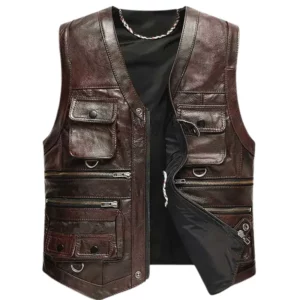 Men's Luke Vintage Brown Leather Vest