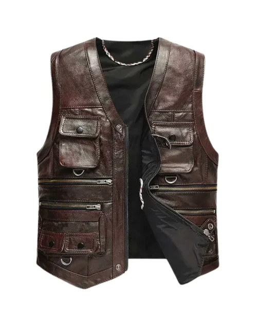 Men's Luke Vintage Brown Leather Vest