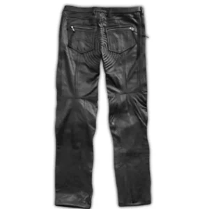 Mens Black Leather Biker Pants