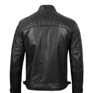 Mens Black Cafe Racer Leather Jacket