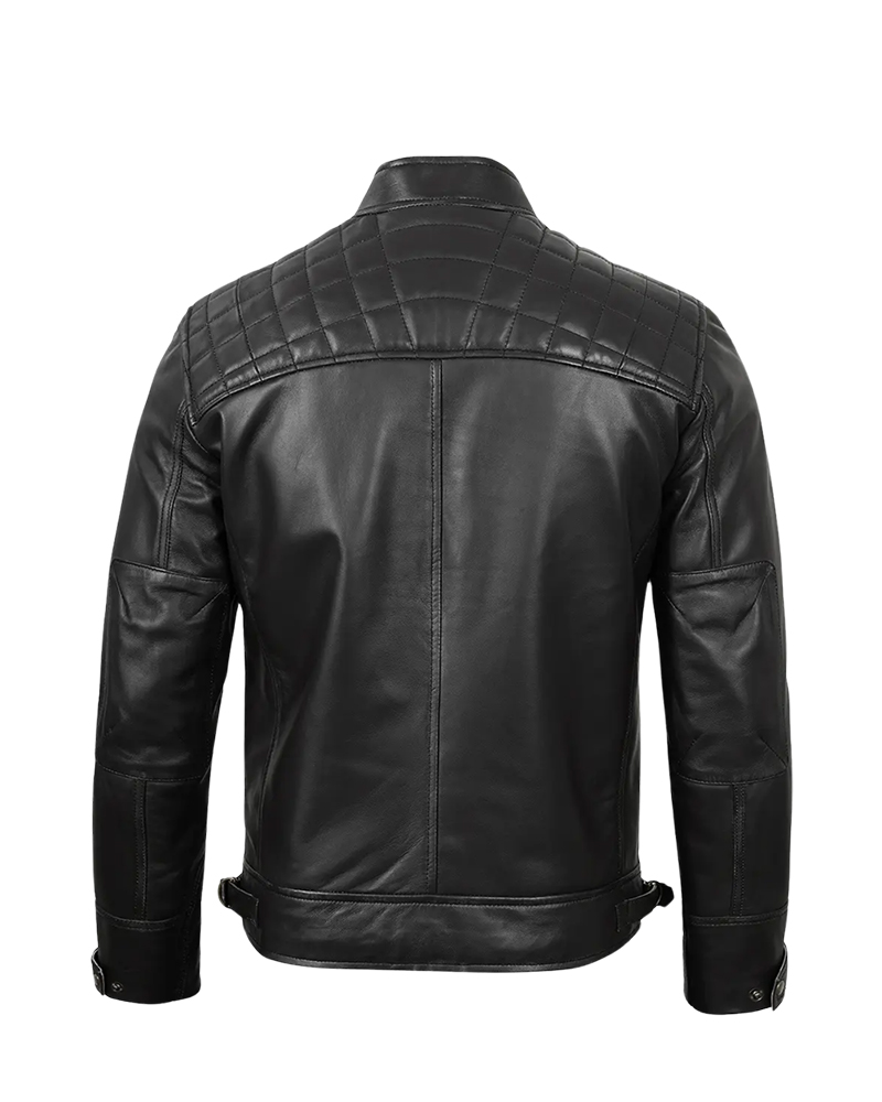 Mens Black Cafe Racer Leather Jacket
