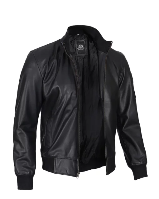 Men's Black Leather Bomber Jacket | Real Leather Jacket