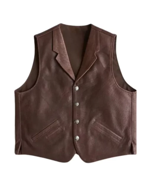 Men's Western Style Brown Leather Vest