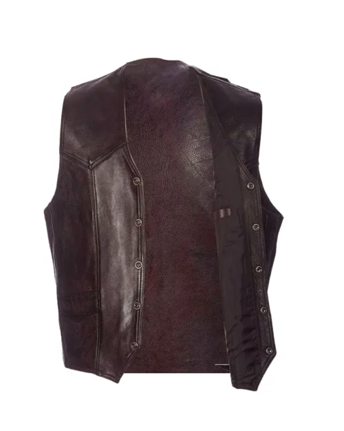 Mens Classic Brown Western Leather Vest