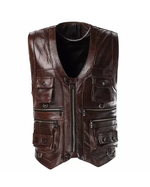 Men's Luke Vintage Brown Leather Vest