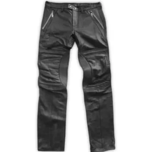 Mens Black Leather Biker Pants