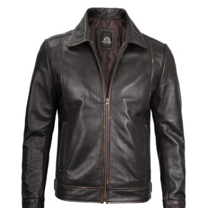 Men's Vintage Dark Brown Distressed Leather Jacket