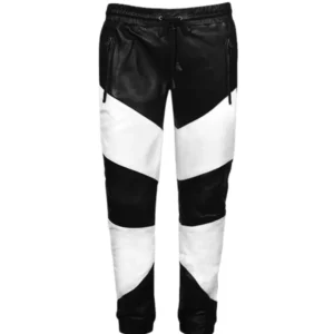 Men White & Black Stylish Lambskin Leather Pants