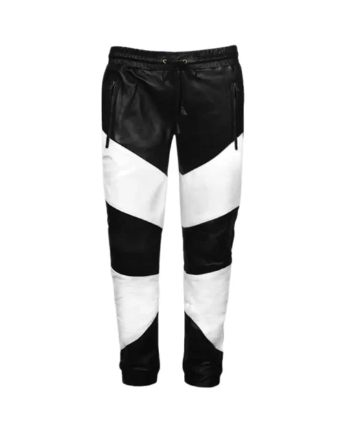 Men White & Black Stylish Lambskin Leather Pants