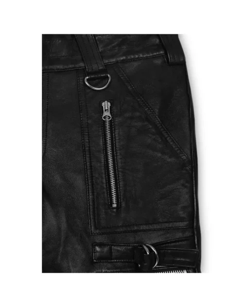 Mens Black Bolt Leather Pants