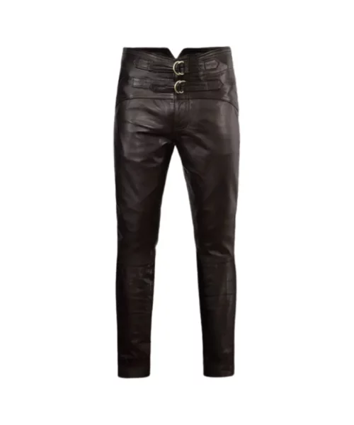 Men Dark Brown Jim Morrison Leather Pants