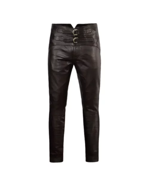 Men Dark Brown Jim Morrison Leather Pants