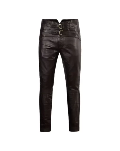 Men Dark Brown Jim Morrison Leather Pants