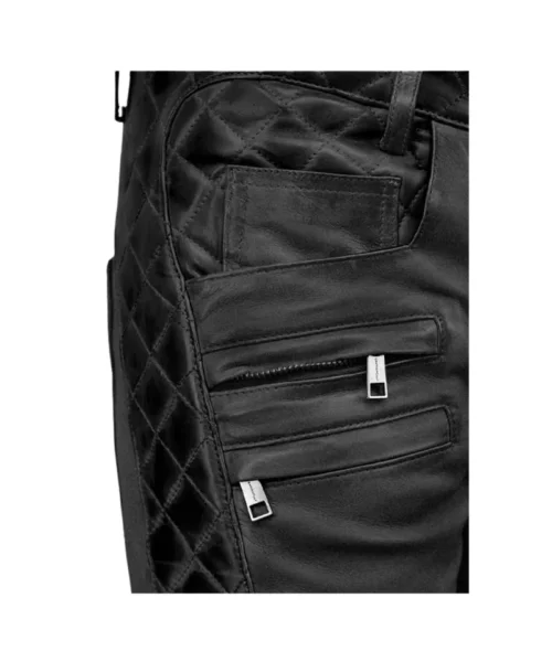 Mens Outlaw Burnt Charcoal Leather Pants
