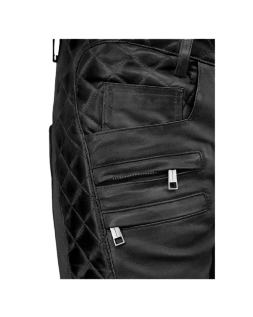 Mens Outlaw Burnt Charcoal Leather Pants