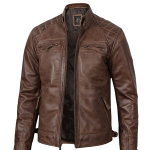 Mens Chocolate Brown Motorcycle Leather Jacket