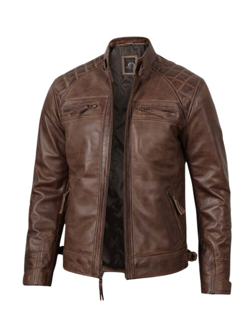 Mens Chocolate Brown Motorcycle Leather Jacket