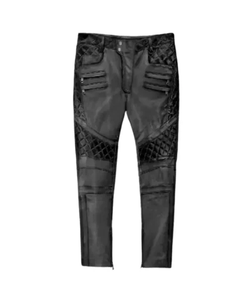 Mens Outlaw Burnt Charcoal Leather Pants