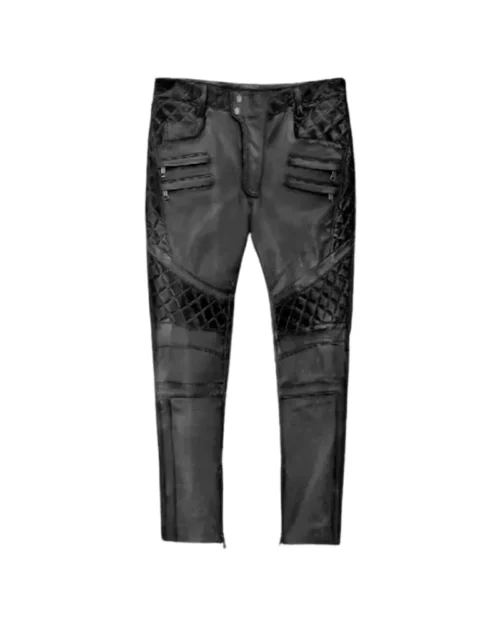 Mens Outlaw Burnt Charcoal Leather Pants