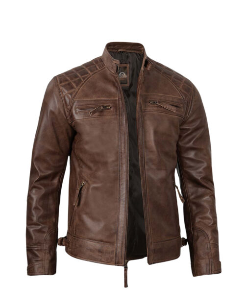 Mens Chocolate Brown Motorcycle Leather Jacket