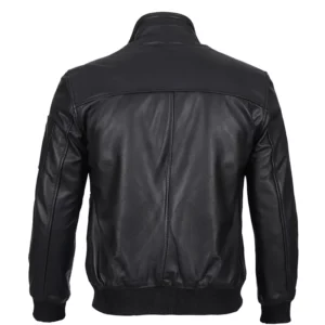 Men's Black Cowhide Leather Bomber Jacket